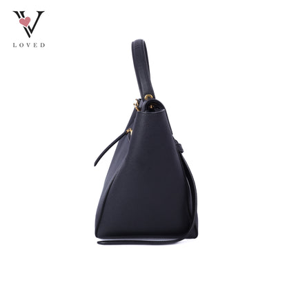 Black Leather Mini Belt Bag