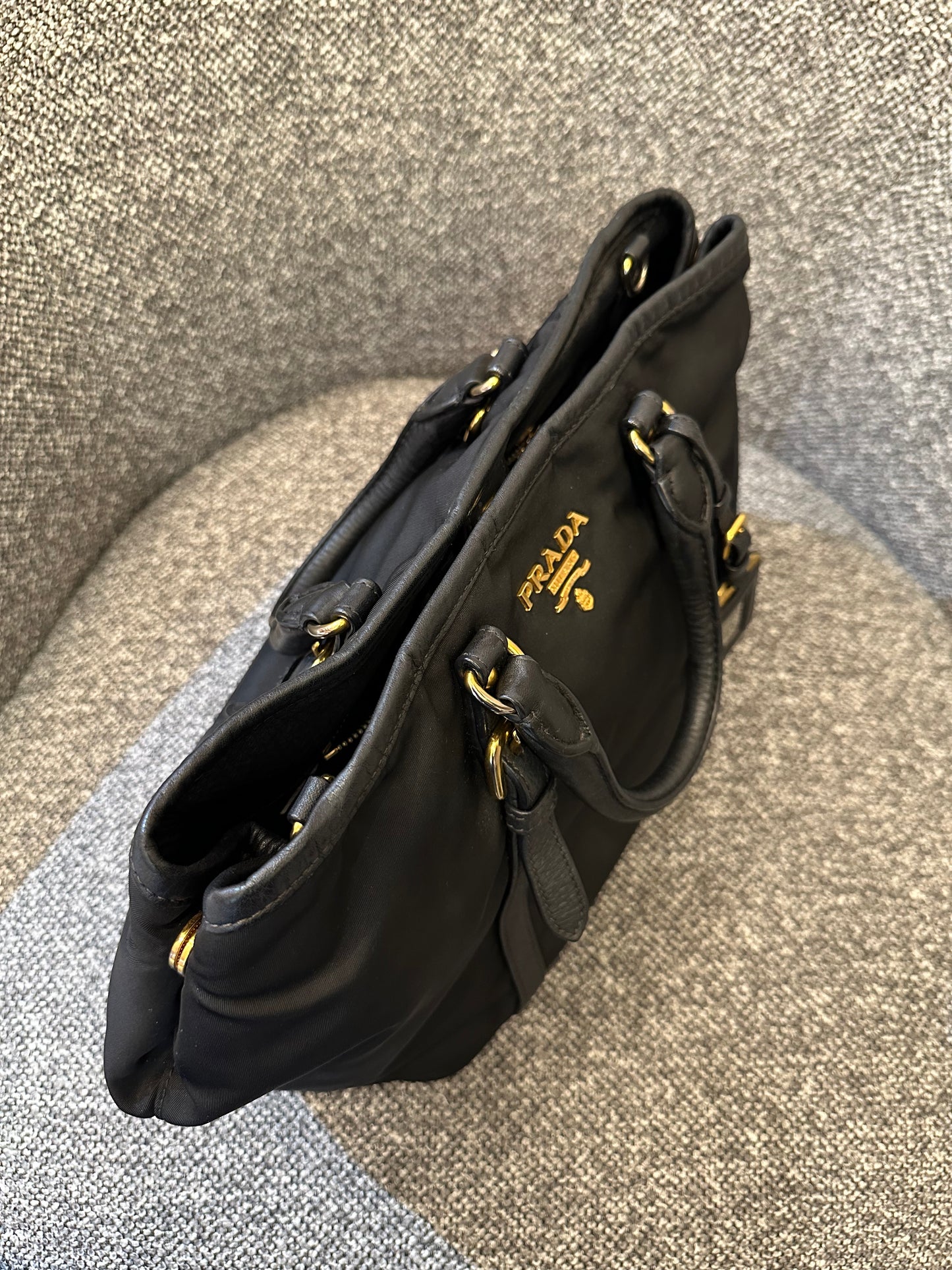 Prada Tessuto Two-Way Bag In Black Nylon