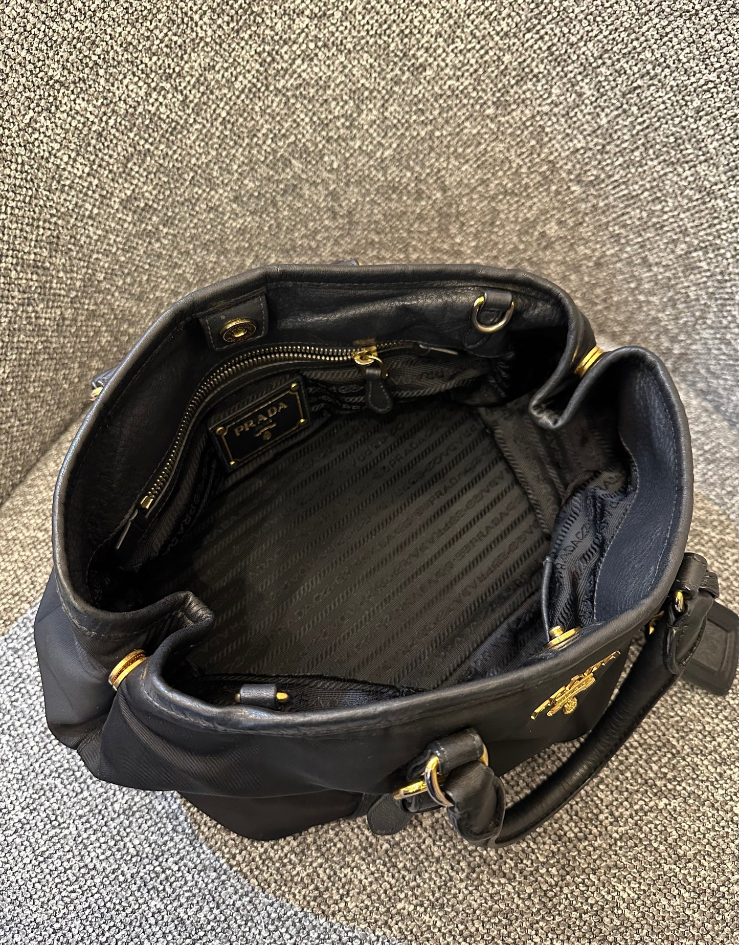 Prada Tessuto Two-Way Bag In Black Nylon