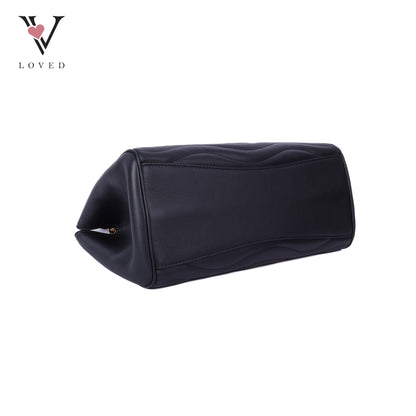Noir Calf Leather New Wave Chain Tote Bag