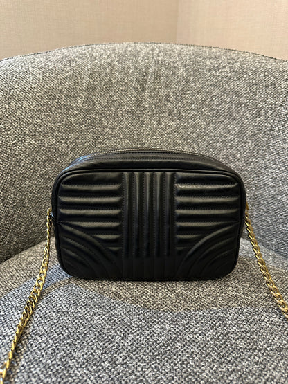 Prada Diagramme Camera Bag In Black Leather