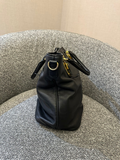 Prada Vitello Diner Tote Bag In Black Soft Calfskin Leather