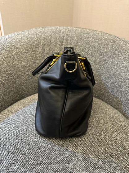 Prada Vitello Diner Tote Bag In Black Soft Calfskin Leather