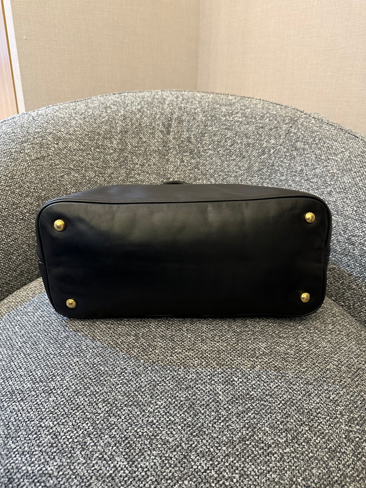 Prada Vitello Diner Tote Bag In Black Soft Calfskin Leather