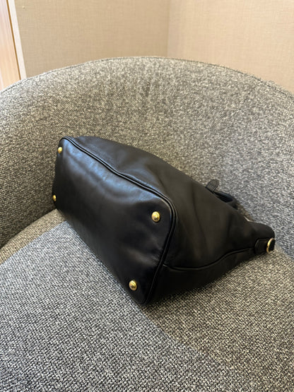 Prada Vitello Diner Tote Bag In Black Soft Calfskin Leather