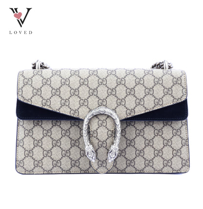 Gucci Dionysus GG Supreme Canvas Bag In Black Suede
