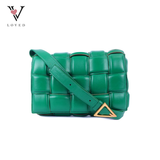 Green Nappa Maxi Inerrciato Padded Cassette Crossbody Bag