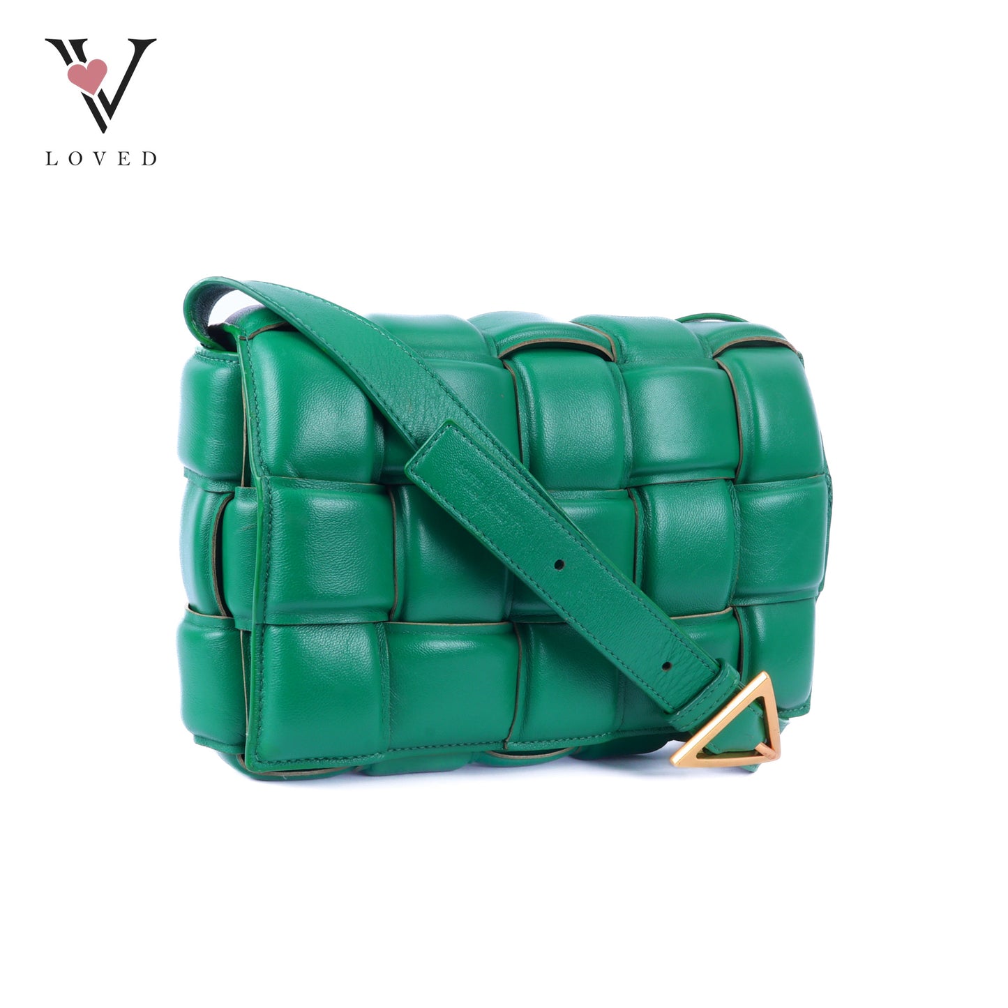 Green Nappa Maxi Inerrciato Padded Cassette Crossbody Bag