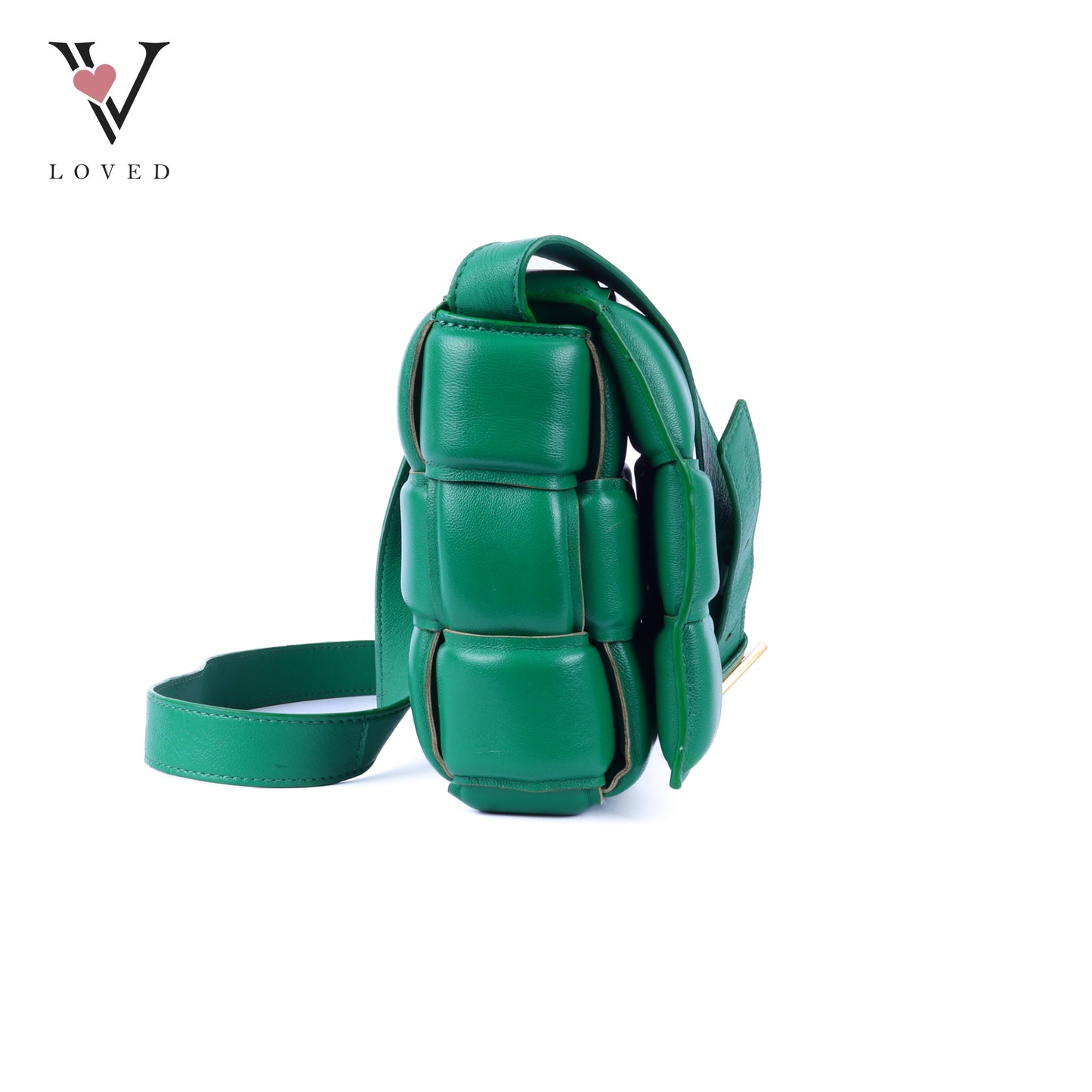 Green Nappa Maxi Inerrciato Padded Cassette Crossbody Bag