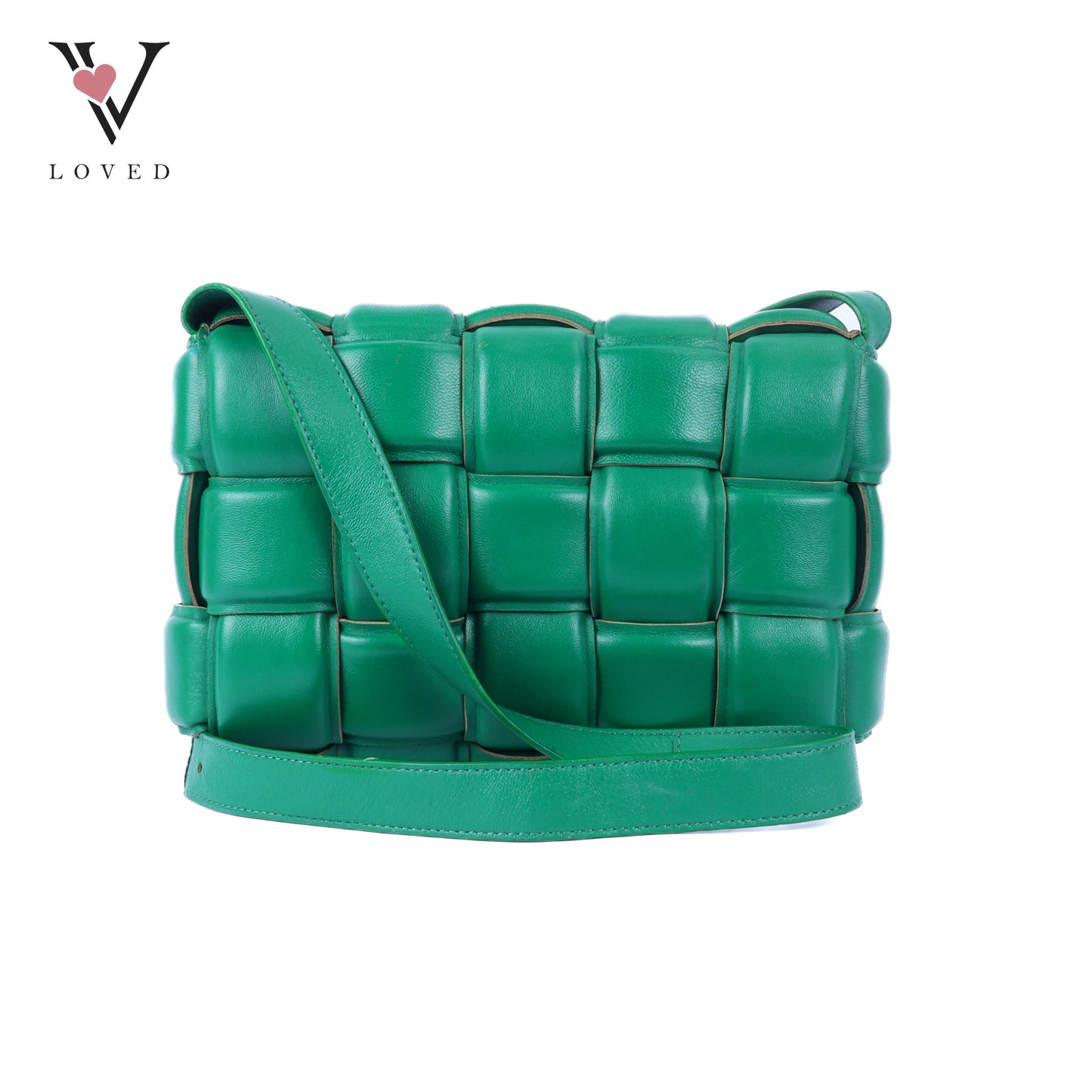 Green Nappa Maxi Inerrciato Padded Cassette Crossbody Bag