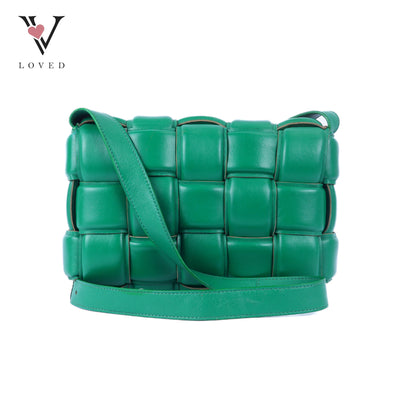 Green Nappa Maxi Inerrciato Padded Cassette Crossbody Bag