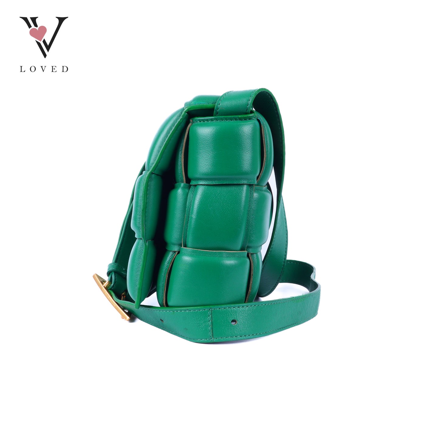 Green Nappa Maxi Inerrciato Padded Cassette Crossbody Bag