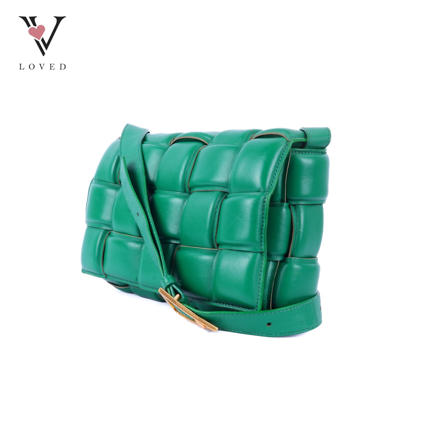 Green Nappa Maxi Inerrciato Padded Cassette Crossbody Bag