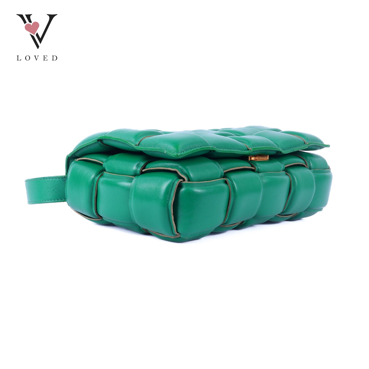 Green Nappa Maxi Inerrciato Padded Cassette Crossbody Bag