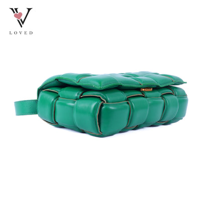 Green Nappa Maxi Inerrciato Padded Cassette Crossbody Bag