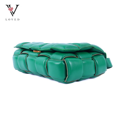 Green Nappa Maxi Inerrciato Padded Cassette Crossbody Bag