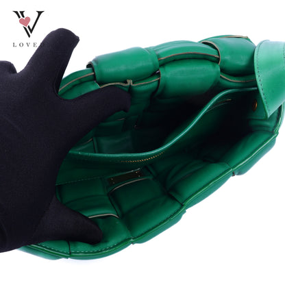 Green Nappa Maxi Inerrciato Padded Cassette Crossbody Bag