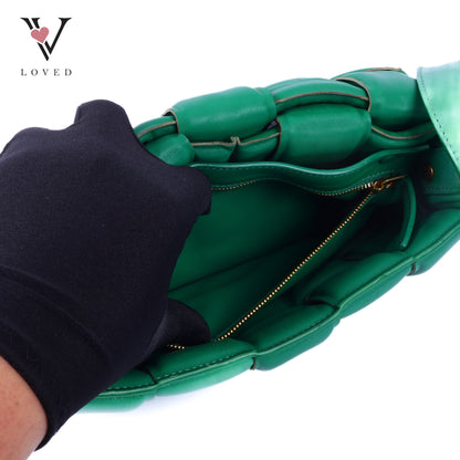 Green Nappa Maxi Inerrciato Padded Cassette Crossbody Bag