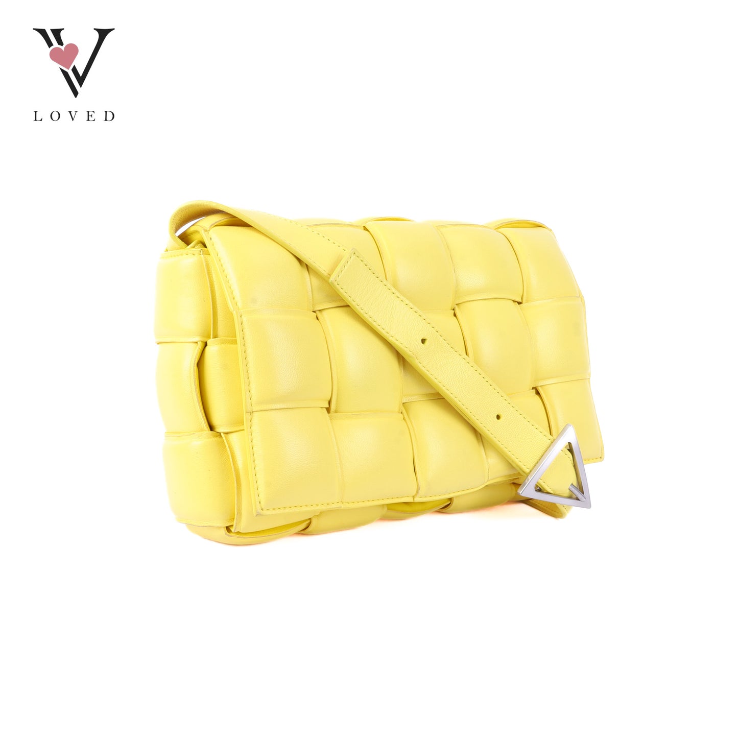 Yellow Nappa Maxi Inerrciato Padded Cassette Crossbody Bag