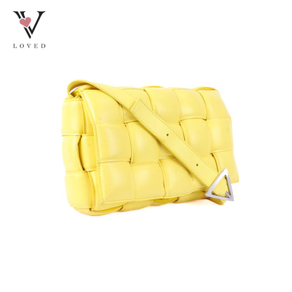 Yellow Nappa Maxi Inerrciato Padded Cassette Crossbody Bag