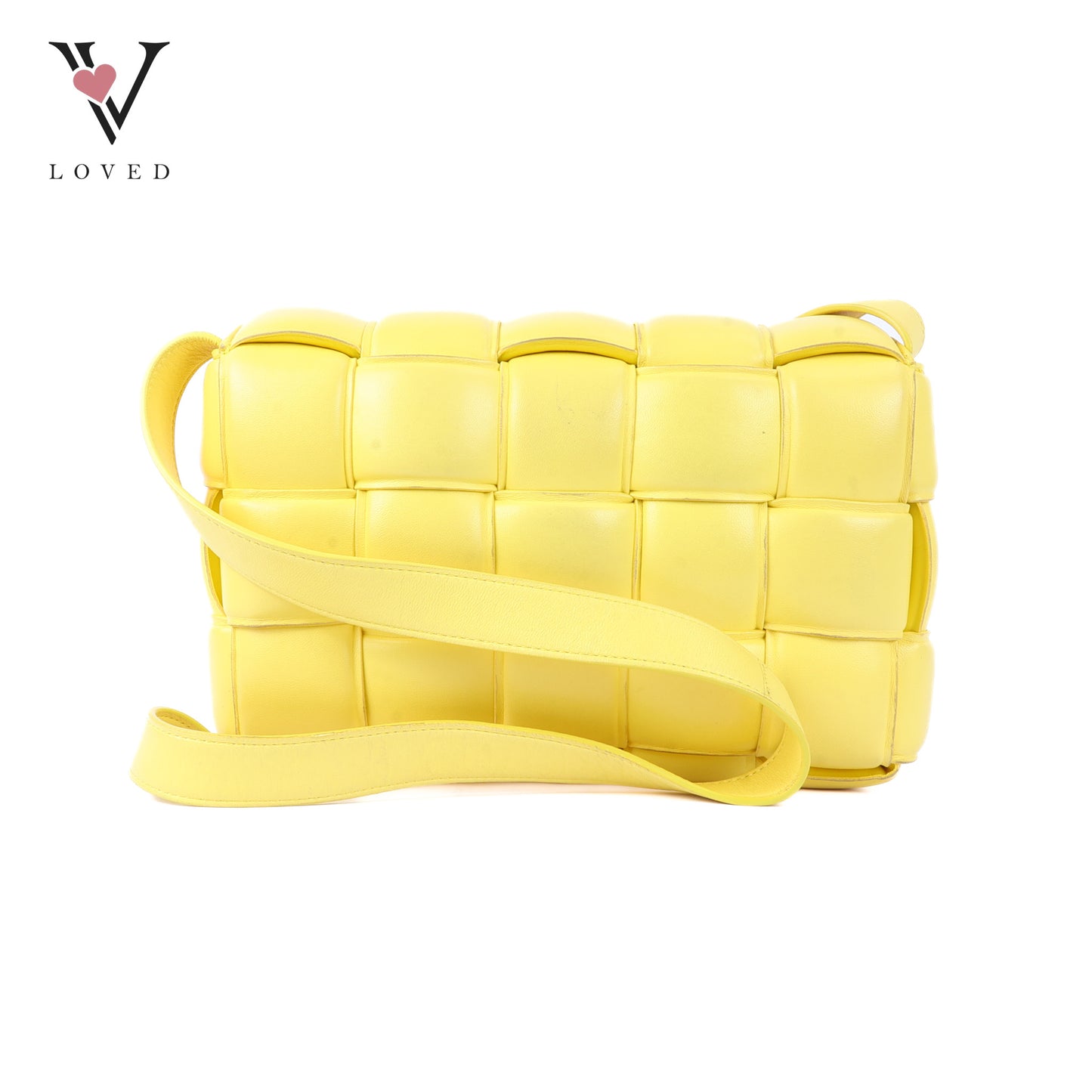 Yellow Nappa Maxi Inerrciato Padded Cassette Crossbody Bag