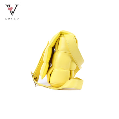 Yellow Nappa Maxi Inerrciato Padded Cassette Crossbody Bag