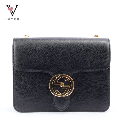Gucci Interlocking Small In Black Leather