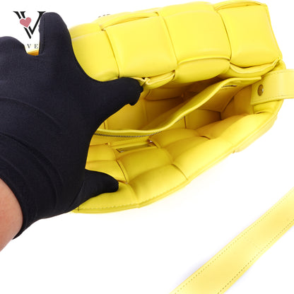 Yellow Nappa Maxi Inerrciato Padded Cassette Crossbody Bag