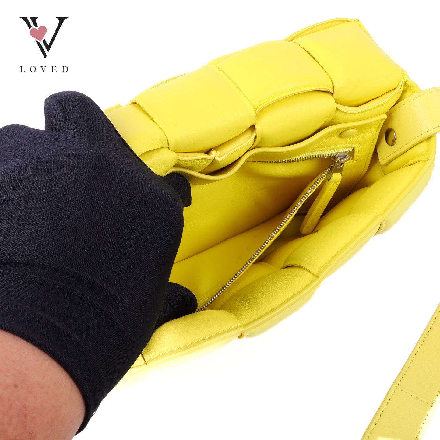 Yellow Nappa Maxi Inerrciato Padded Cassette Crossbody Bag