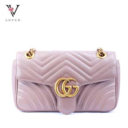 Gucci GG Marmont Flap Matelasse Shoulder Bag In Taupe