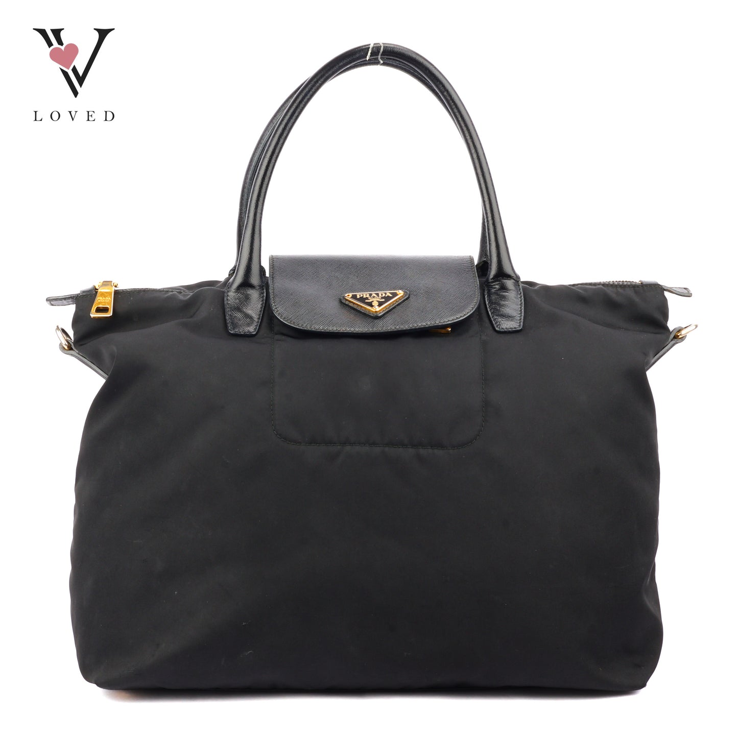 Prada Nylon Two-Way Bag In Black