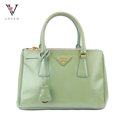 Prada Galleria Handbag In Chic Army Green Saffiano Leather
