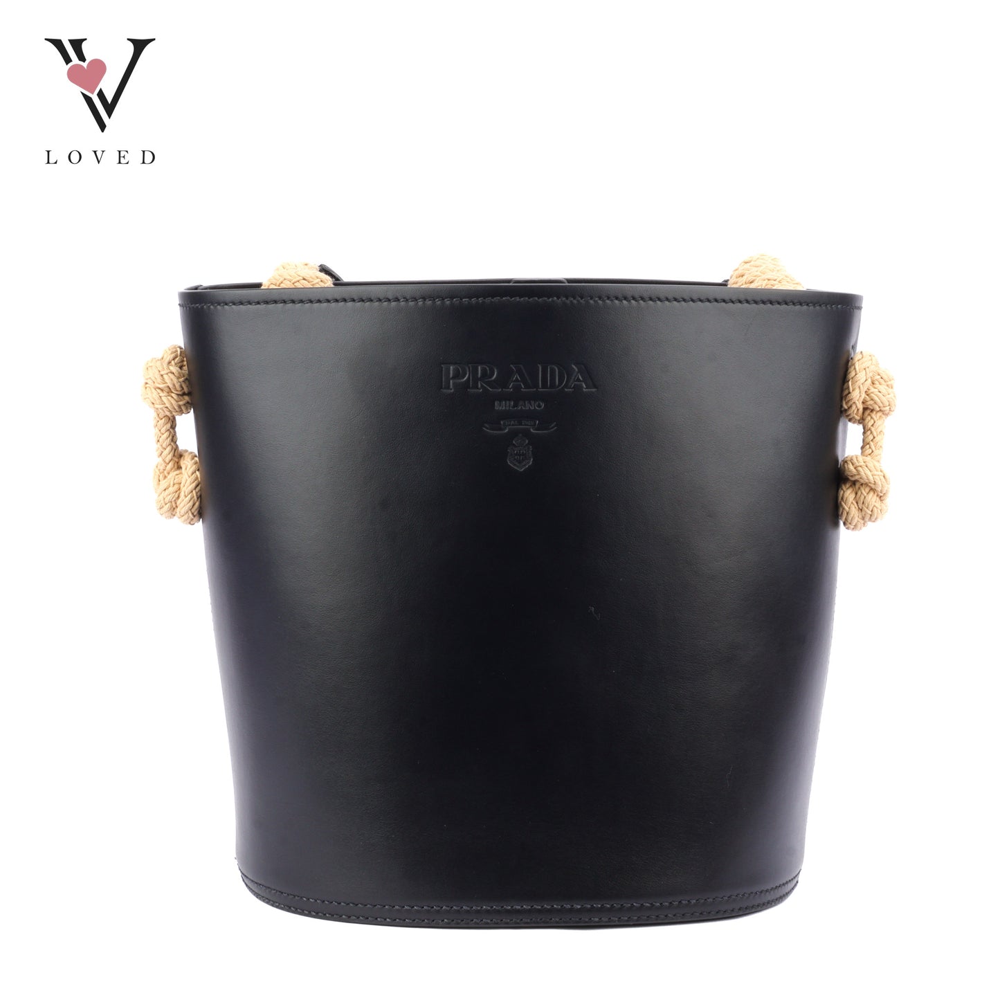 Prada Tambour Leather Bucket Bag In Black