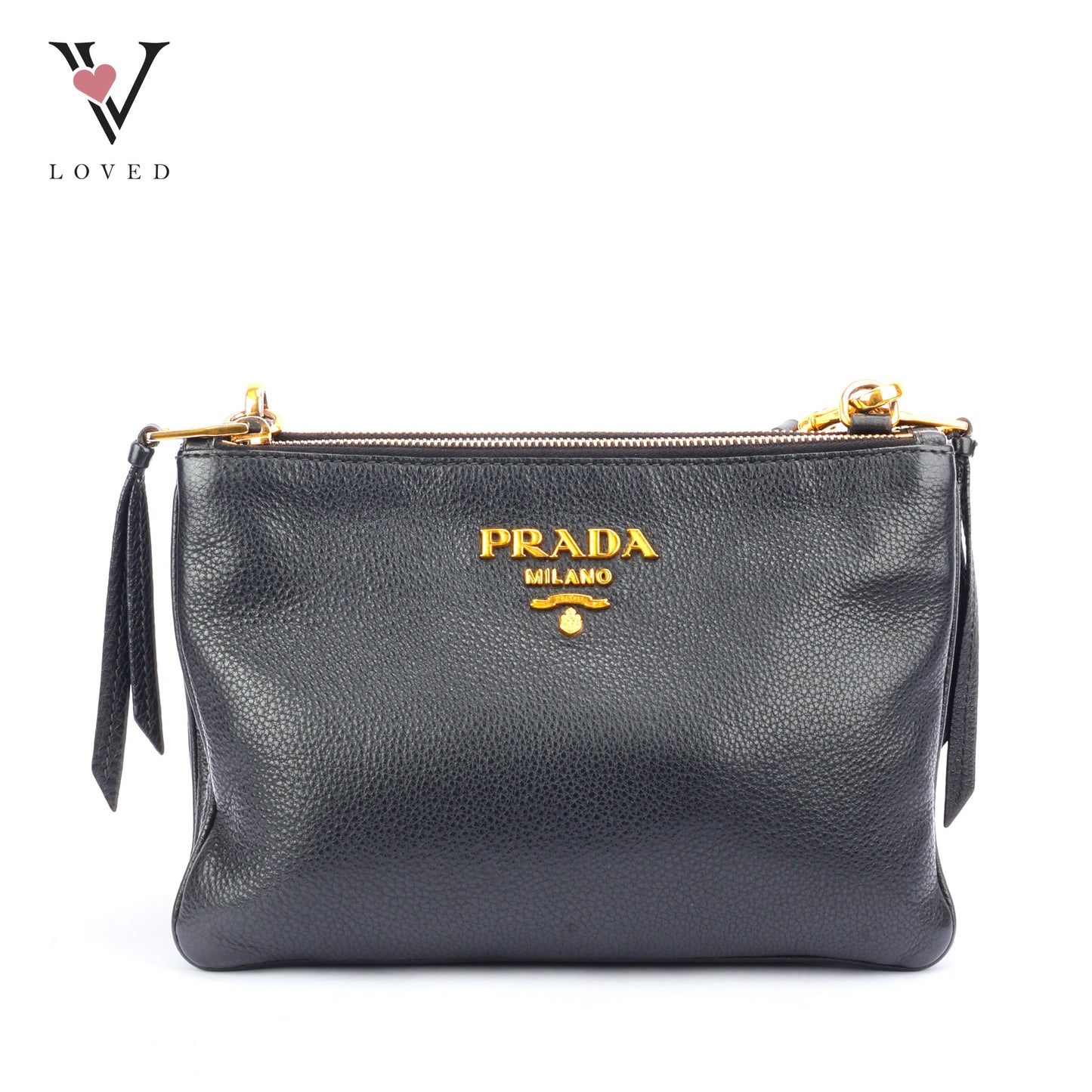 Prada Vitello Daino Leather Crossbody Bag In Black