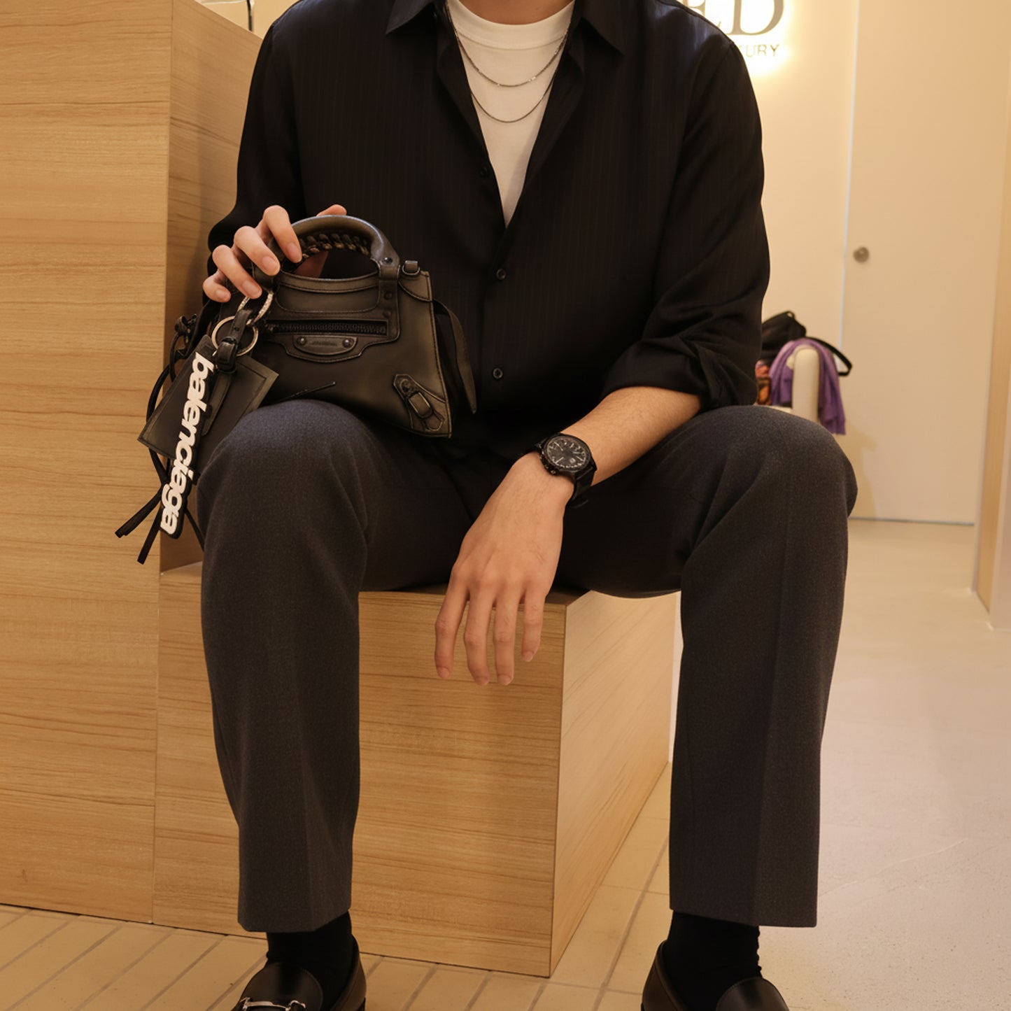 Calfskin Black Hardware Mini Neo Classic City Bag