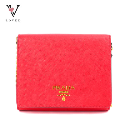 Prada Saffiano Lux Chain Crossbody Bag