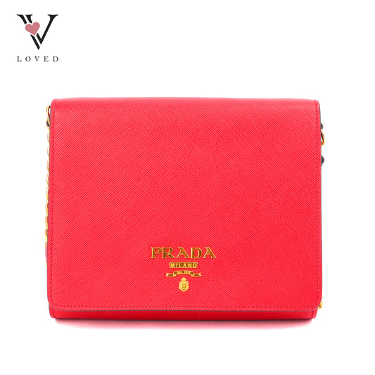 Prada Saffiano Lux Chain Crossbody Bag