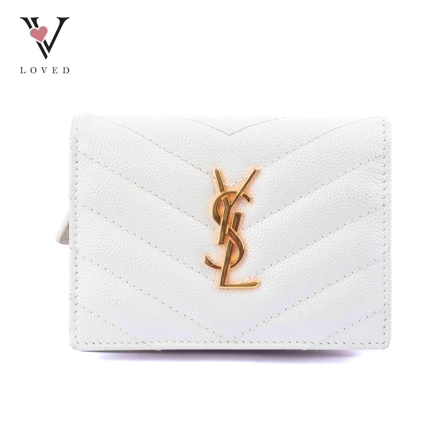 Yves Saint Laurent Cassandre Matelassé Small Envelope Wallet in Grain De Poudre Leather