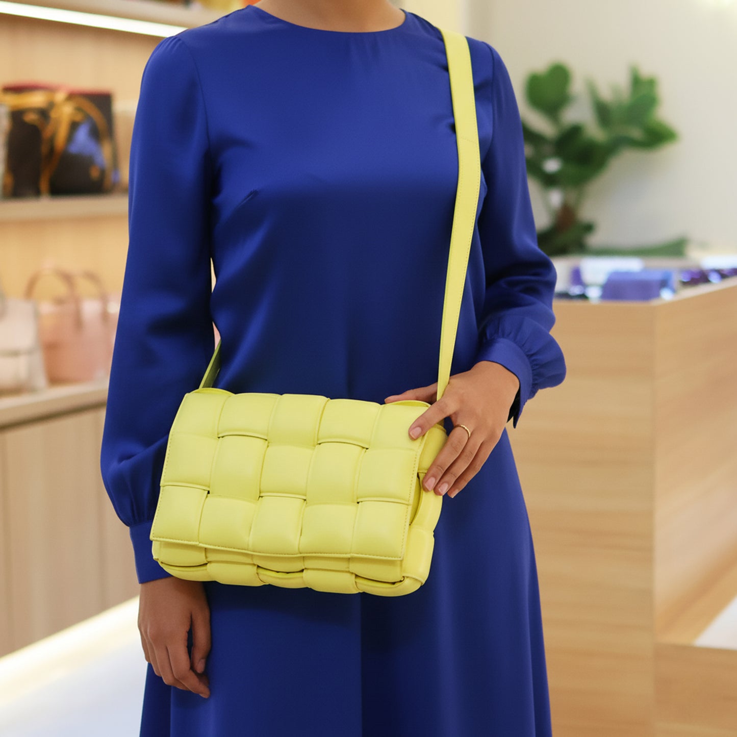 Yellow Nappa Maxi Inerrciato Padded Cassette Crossbody Bag