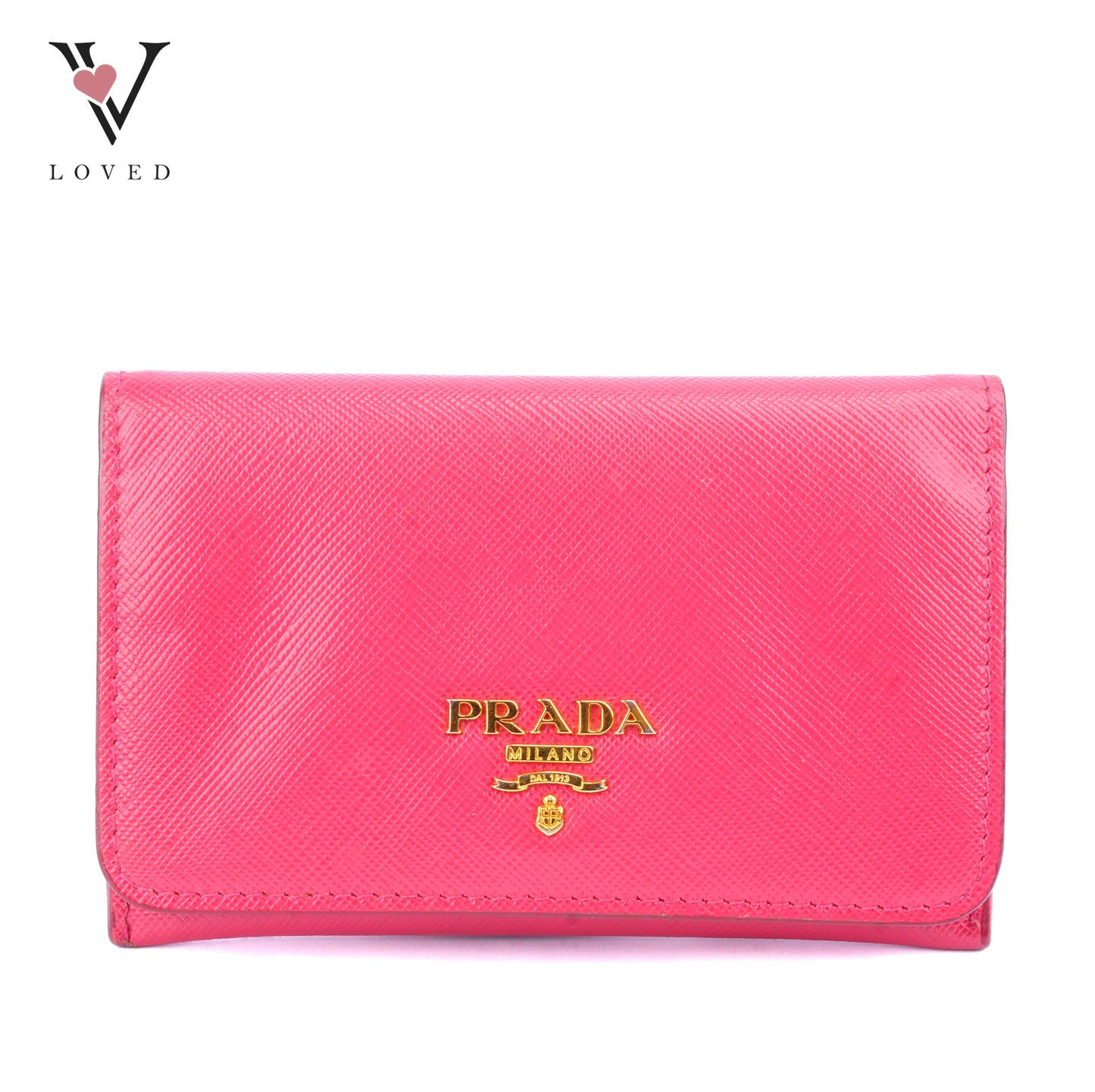 Prada Compact Wallet in Pink Saffiano Leather