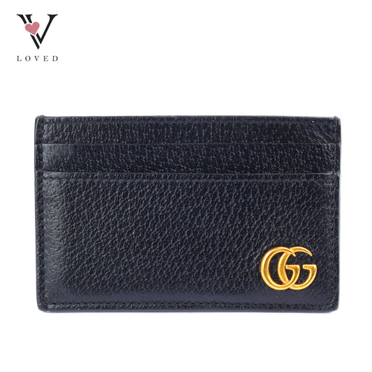 Gucci GG Marmont Card Case in Black Leather
