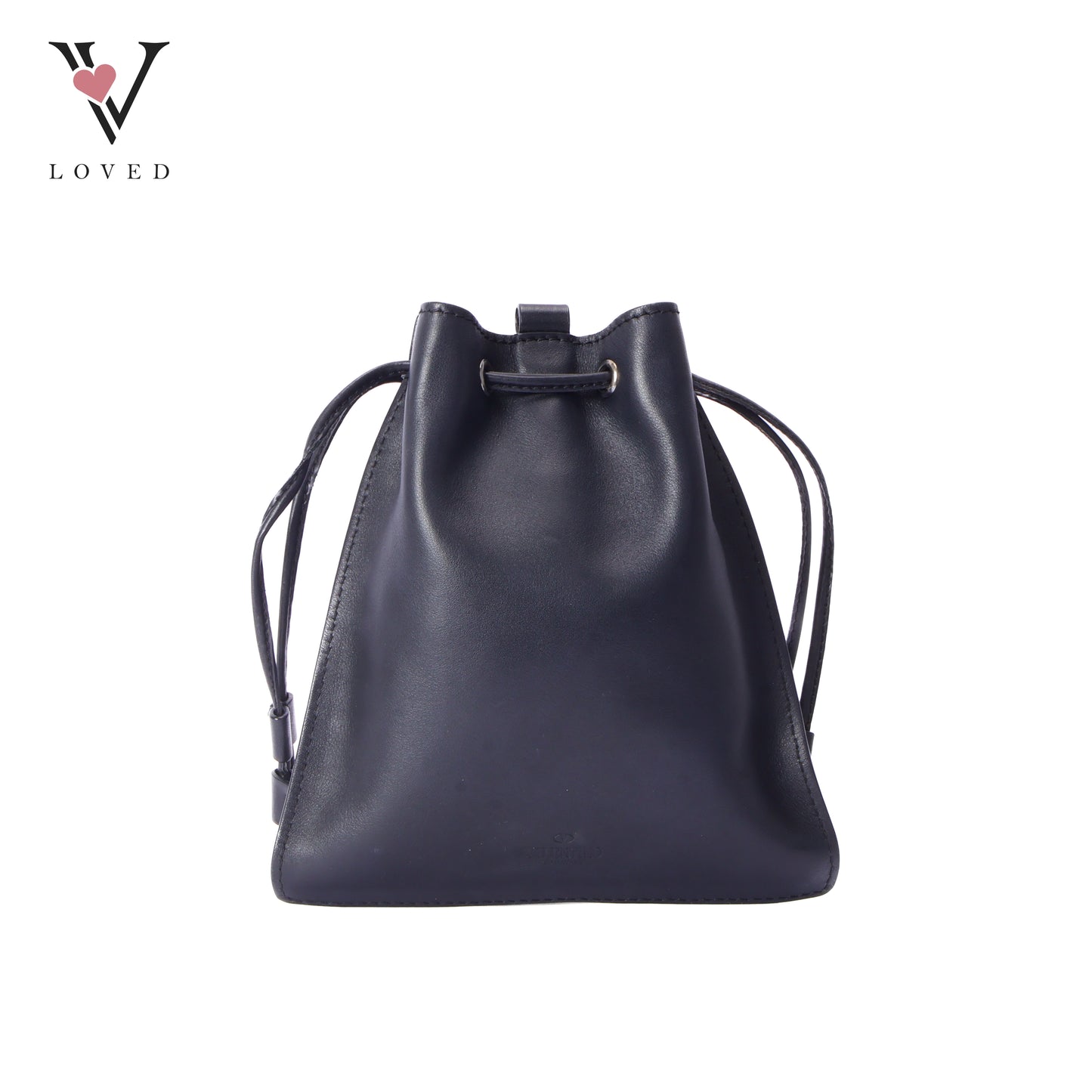 Valentino V-Logo Drawstring Pouch In Black Leather Bag