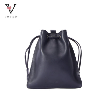 Valentino V-Logo Drawstring Pouch In Black Leather Bag