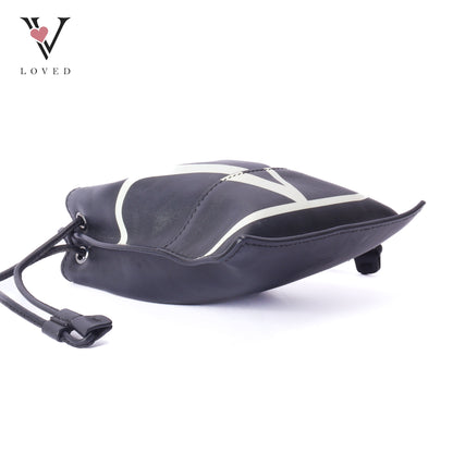 Valentino V-Logo Drawstring Pouch In Black Leather Bag