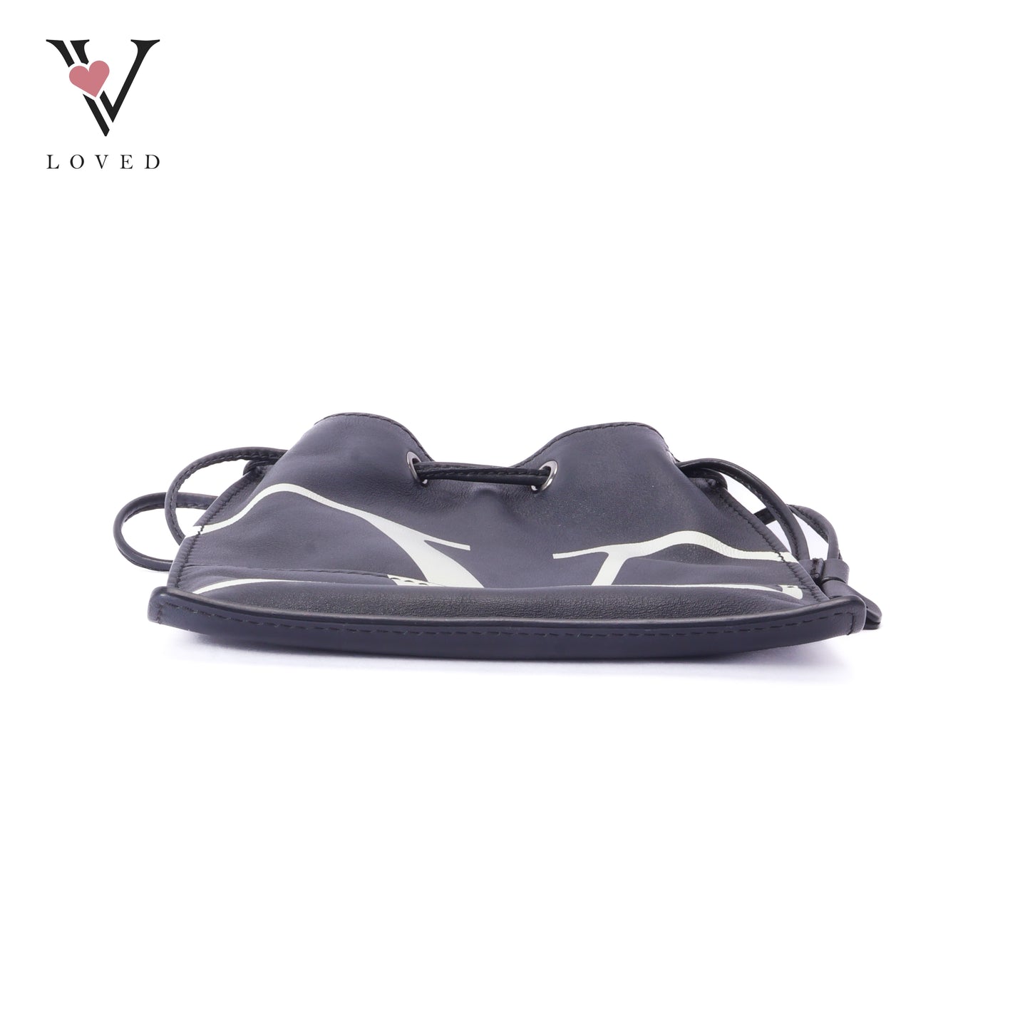 Valentino V-Logo Drawstring Pouch In Black Leather Bag