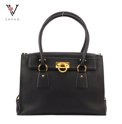 Salvatore Ferragamo Lotty Satchel in Black Leather