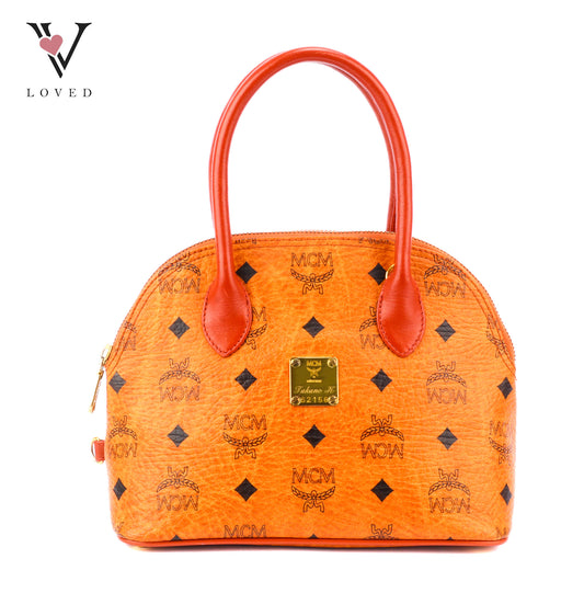 MCM Visetos Monogram Satchel Handbag
