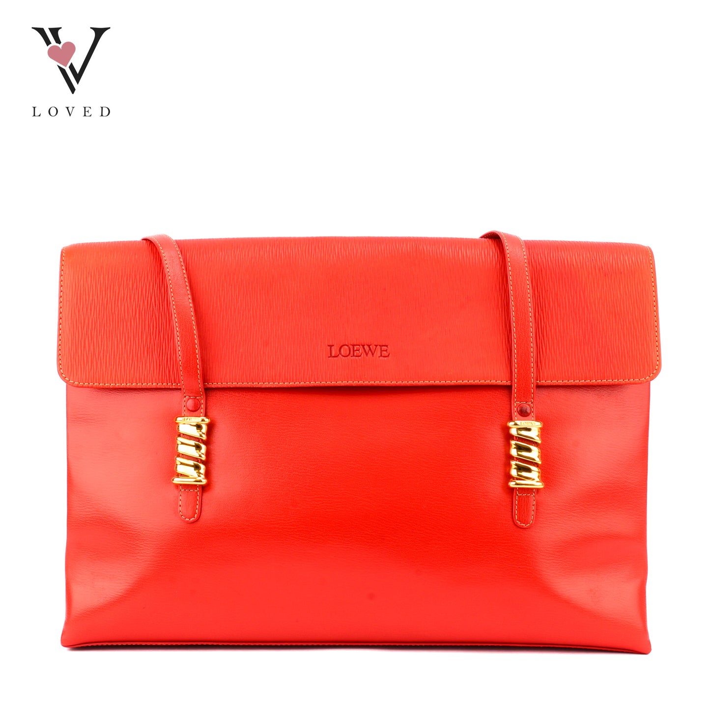 Loewe Velazquez Twist Tote Bag in Orange Leather
