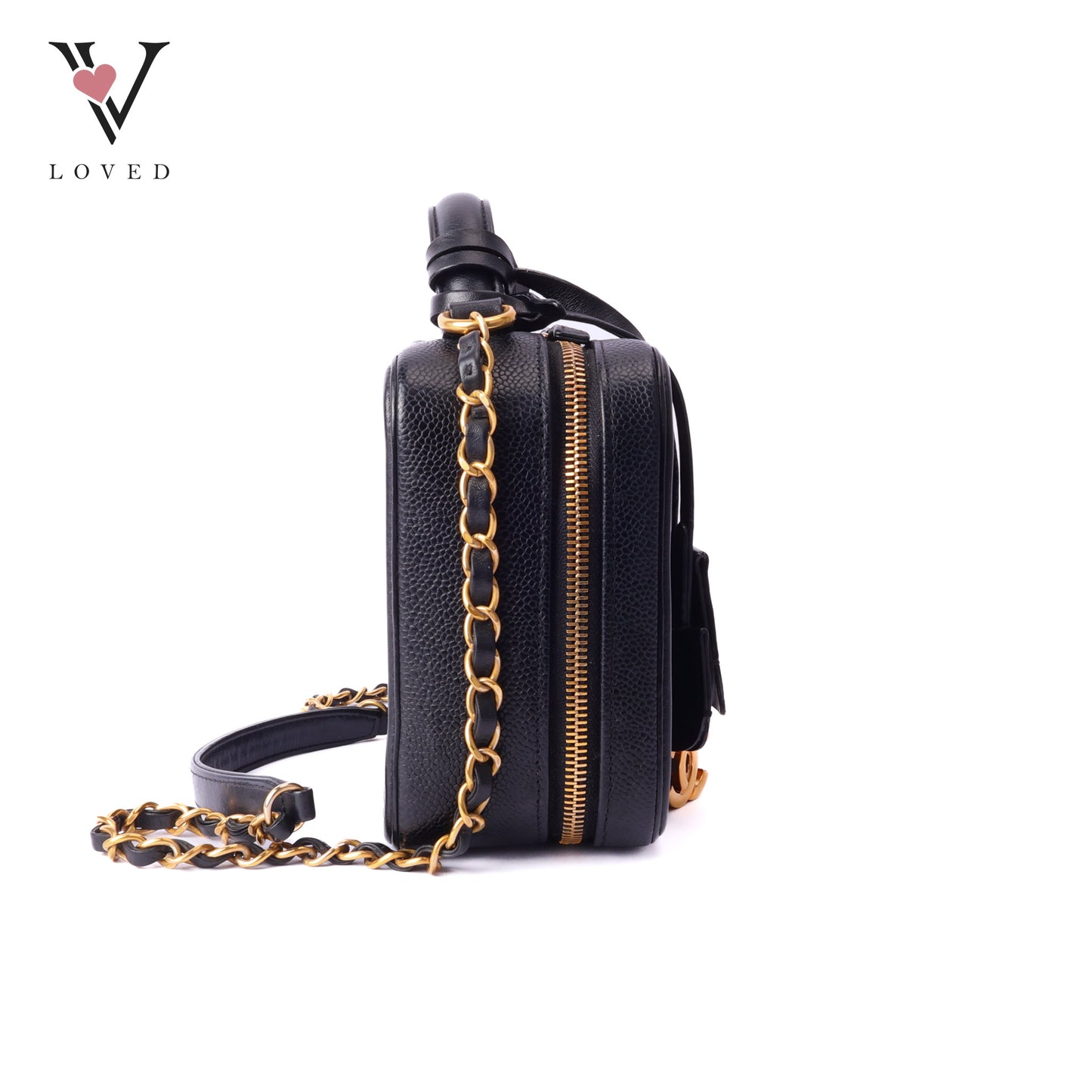 CC Filigree Vanity Case In Black Caviar Leather