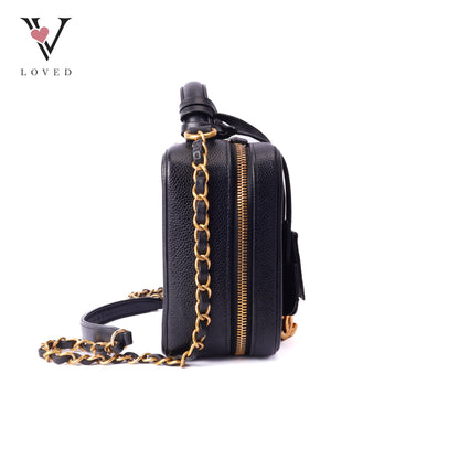 CC Filigree Vanity Case In Black Caviar Leather